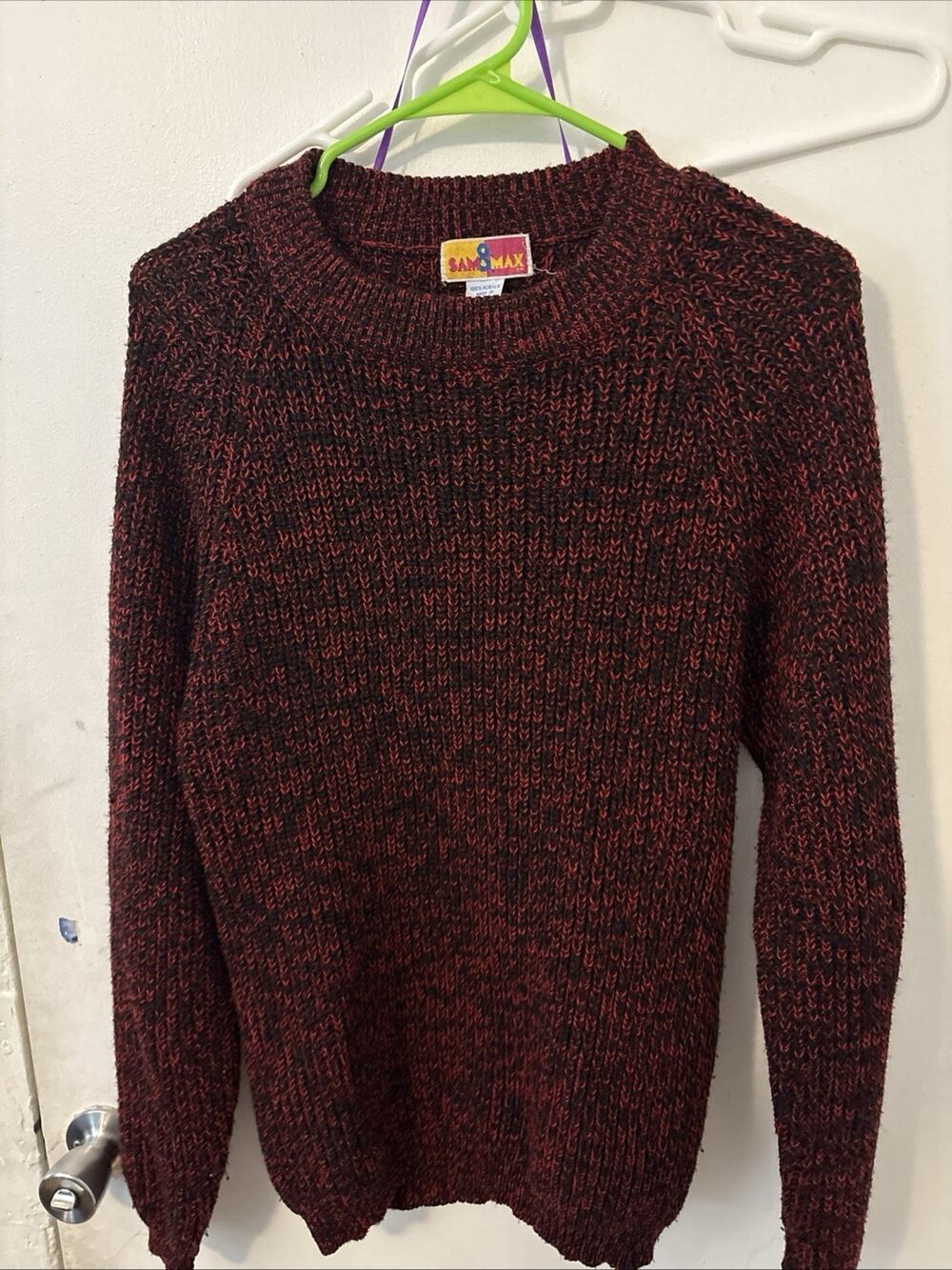 Sam & Max Vintage Women Wool Crewneck Sweater Size M Red/Black
